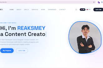 build a modern portfolio website with react or vue