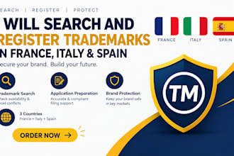 search and register trademarks in france italy spain for brand protection