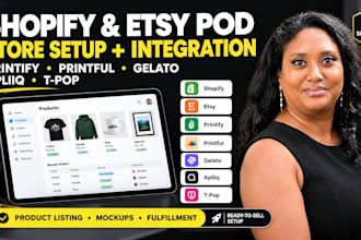 setup shopify print on demand, etsy, printful, printify, gelato, apliiq, tpop
