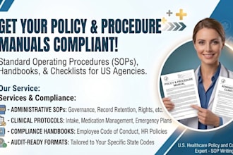 write healthcare policy and procedure manual for state license and compliant