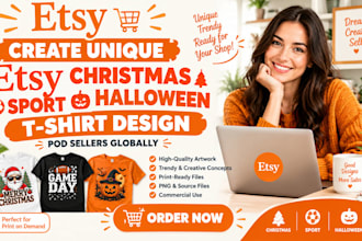 create unique etsy christmas sport halloween tshirt design pod sellers globally