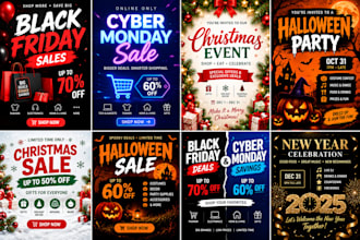 design black friday sales cyber monday christmas event halloween party flyer pod