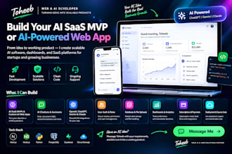build ai saas web app, ai software, saas platform and mobile app