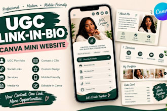 create ugc creator link in bio website, canva landing page, portfolio canva site
