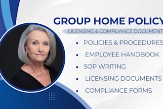 write policy and procedure for group home, mental health, home care, hipaa