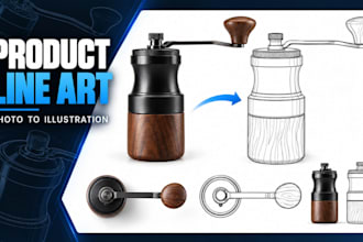 do product illustrations, technical drawings, vector line art and product sketch