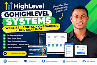 build gohighlevel website, client portal, onboarding and ghl snapshot
