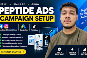 setup peptide ads peptides research facebook ads google ads tiktok ads campaigns