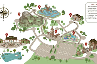 design theme park, visitor, tourism and wayfinding maps