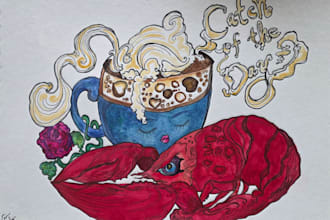 draw and create original whimsical fine line detailed works and illustration