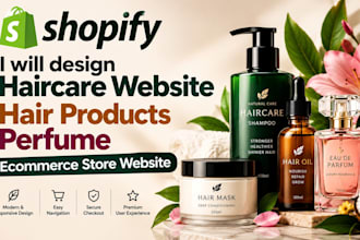 design shopify haircare website hair products perfume ecommerce store website