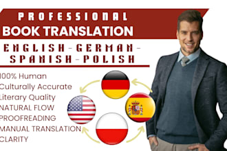 manually translate your book, ebook into german, spanish, english and polish