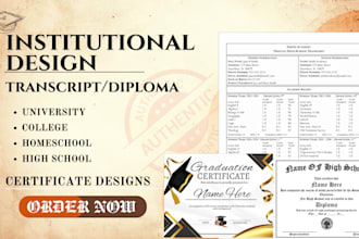 design authentic diploma and transcript for university, college and high school