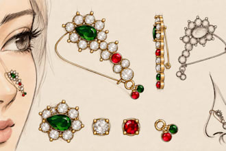 design jewelry pencil sketch nose ring brooch hairpin septum cufflink lady ring