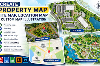 create property map, site map, location map and custom map illustration