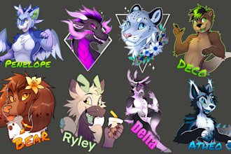 draw custom furry badge fursona icon headshot pfp convention badge furry oc art