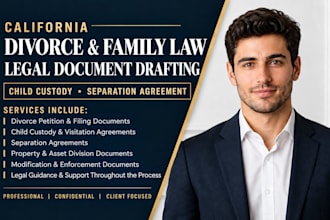 draft california divorce family law child custody  separation agreement