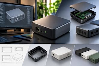 design a smart electronic device enclosure, pcb case and 3d cad model