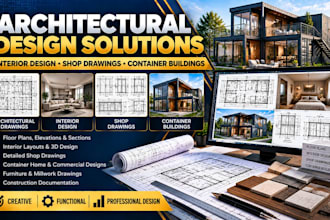 architectural drawings, interior design, shop drawings container buildings