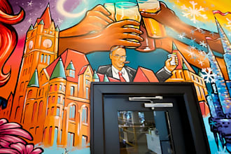 design custom mural wall art for restaurant, office, home studio street and cafe