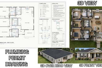 create plumbing permit drawing plumbing floor plans and residential cad drawing