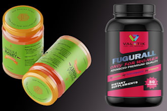 create supplements, honey, cosmetics, juice, syrup bottle label design