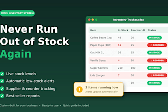 create an excel inventory tracker that updates stock automatically