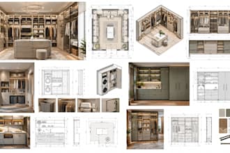 design custom cabinet, wardrobe laundry closet on ikea pax 2020 3d rendering