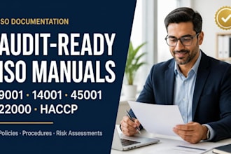 create iso 9001 14001 45001 22000 haccp manual and procedures for audit