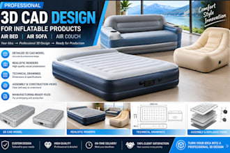 do 3d cad design for inflatable air bed, inflatable air sofa or air couch