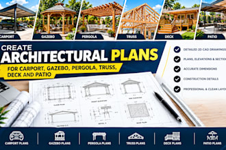 create carport, gazebo, pergola, truss, deck and patio plans