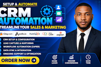 setup CRM automation clay com, apollo io, hubspot zoho CRM, zapier automation