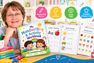 create interactive children handwriting letter tracing workbook, kids activity