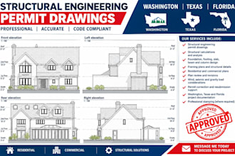 provide washington stamp and structural engineering permit drawing tx fl stamp