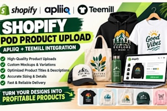 setup apliiq pod shopify teemill etsy printify print on demand product listing