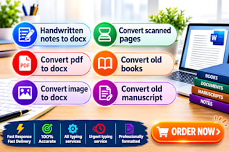 retype documents handwritten notes books to editable docx