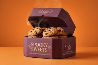 design halloween bakery, pastry, cupcake, cookie and treat packaging