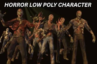 create creepy low poly 3d horror characters ps1 psx ps2 zombie monster