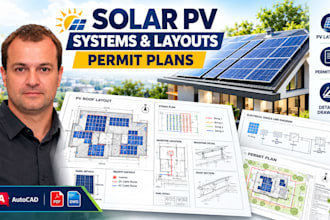 design solar pv systems, layouts and permit plans in autocad