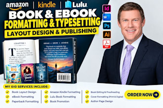 do interior book formatting , editing, book typesetting, and kdp layout design