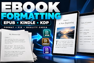 fix ebook formatting, epub conversion and kindle issues for KDP publishing