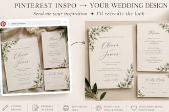 design your wedding invitation or menu based on your pinterest inspiration