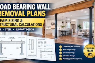 design load bearing wall removal beam sizing ca tx fl calculations