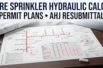 fire sprinkler hydraulic calculation, permit plans and ahj resubmittal