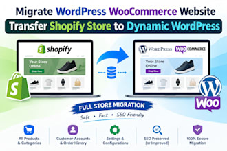 migrate wordpress woocommerce website transfer shopify store to dynamic wordpres
