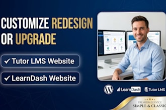 customize redesign upgrade tutor lms website or learndash website lms dashboard