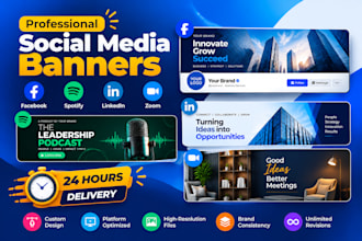 design facebook linkedin spotify banners and zoom backgrounds in 24 hours