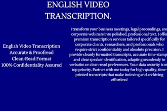 transcribe your english video or audio accurately