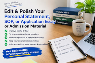 edit, polish your personal statement, statement of purpose or application essay