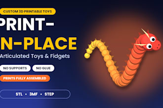 design print in place articulated toys and flexi fidgets for 3d printing